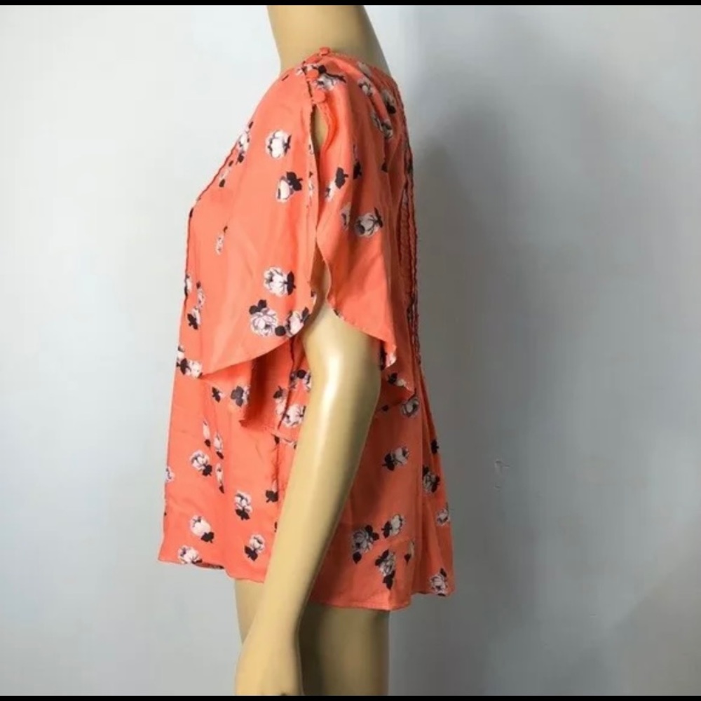 ANTHROPOLOGIE MAEVE MAYA FLORAL FLUTTER SLEEVE TOP - Picture 5 of 10